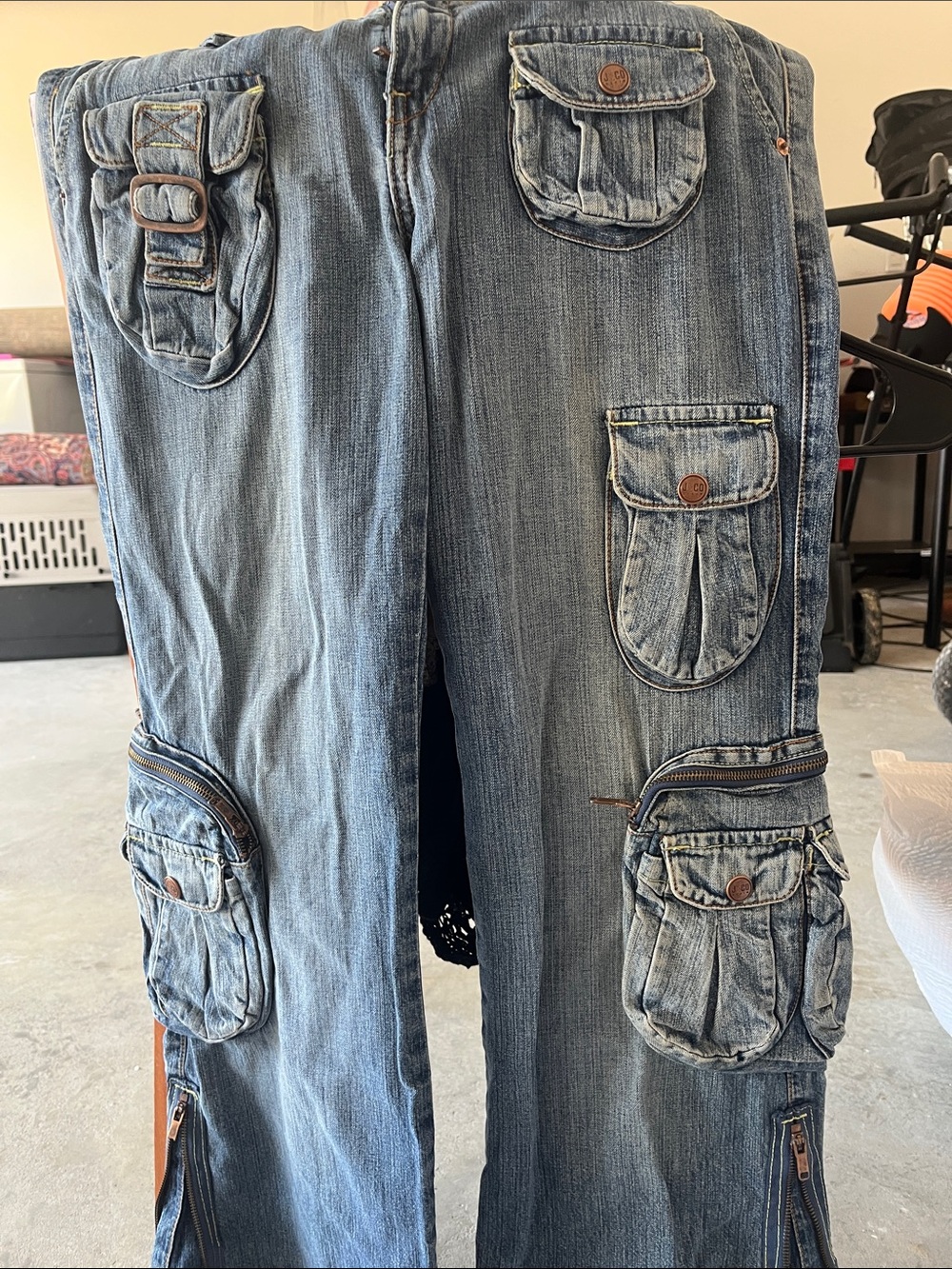 Light Blue Denim Cargo jeans with Button Flap Pockets